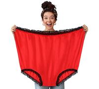 FreeNFond Granny Panties Funny Gag Gifts for Adult Women Men Wedding Party Bride Gala Game Big Mama Undies Prank Giant Mormon Underwear, Red, Plus Size