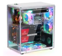 FREENOVE Raspberry Pi 5 Case Kit Pro, Dual M.2 NVMe SSD Slots, 5 PWM ARGB Fans Light Sync, CPU Tower Cooler, 0.96" OLED Screen, Stereo Speakers, 3.5 mm Audio (SSD NOT Included)