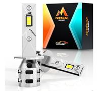 FREERAP H1 LED Headlight Bulb, 60W 32000LM 6500K Cool White Headlight Bulbs, Low/High Beam LED bulb with Fan, Plug and Play, Halogen & Xenon Replacement Lights, Pack of 2(H1)