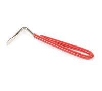 Freerein Equipment PACK of 10 - EZI-GROOM Pear Shaped Strong Metal Hoof Pick with Coloured Vinyl Handle for Grooming - (Red)