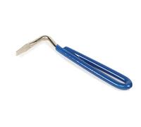 Freerein PACK of 10 - EZI-GROOM Pear Shaped Strong Metal Hoof Pick with Coloured Vinyl Handle for Grooming - (Blue)