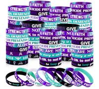 Freesdai 144pcs Suicide Prevention Awareness Silicone Wristbands Bulk, Inspirational for Men Women Teens Group Event