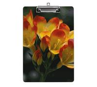 Freesia Beautiful Plant Flower Acrylic Clipboard with Low Profile Clip Clipboards with Hanging Hook A4 Letter Size Clip Board Holds 100 Sheets for Workshops and Office Use