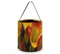 Freesia Beautiful Plant Flower Halloween Tote Candy Bags Trick Or Treat Candy Bags Reusable Candy Basket With Handles Multipurpose Gifts Bag For Festival Party Gathering