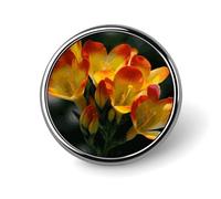 Freesia Beautiful Plant Flower Round Badge Cute Brooch Hats Jackets Decor Personalized Lapel Pin Clothing Jewelry Accessories for Wedding Party Gift