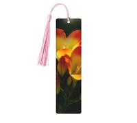 Freesia Beautiful Plant Flower Wood Bookmark for Men Women Reading Wooden Bookmarks Unique Handmade Book Marks with Tassel Pendant Craft Bookmark for Book Lovers Birthday Teachers Gift