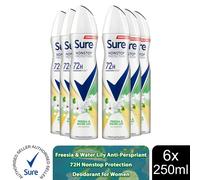 (Freesia & Water Lily-6PK) Sure Women 72H Nonstop Protection Deodorant