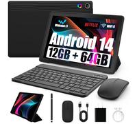 Freeski 8-in-1 Tablet Bundle: 10.1" Android 14 Tablet (12GB+64GB, 1TB Expandable), Octa-Core, WiFi 6, Bluetooth 5.0, Keyboard, Mouse, Stylus, Protective Case & 5MP+8MP Dual Camera