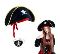 FreesKill Halloween-Pirate-Masquerade Accessories-Christmas-Pirate Hat and Eye Patch Set - Pirate Costume for Kids and Adults, Pirates of the Caribbean Party Supplies