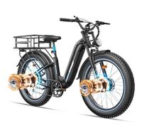 FREESky 2025 Ranger Dual Motor 160 Nm Electric Bike All-Terrain Ebike - 48V 23Ah Removable Battery, 26" Fat Tire Mountain Bike with Hydraulic Disc Brake,95Miles Long Range Commuter Bicycle with Basket