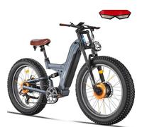 FREESKY 2025 WARRIOR PRO Electric Bike for Adults, Electric Mountain Bike Ful Suspension, 26inch Fat Tire Dual Motor Ebike, Mountain Ebike Matte Blue