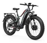 FREESKY Dual Motor Ebike for Adults : 200NM Electric Bike, 48V 25Ah Battery, 105-Mile Long Range E Bike, 26" Fat Tire Full-Suspension All-Terrain E Mountain Bicycle - Off-Road &Commuting (Standard)