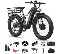 FREESKY Dual Motor Ebike for Adults : 200NM Electric Bike, 48V 25Ah Battery,105-Mile Long Range E Bike,26" Fat Tire Full-Suspension All-Terrain E Mountain Bicycle - Off-Road &Commuting(Ultimate Kits)