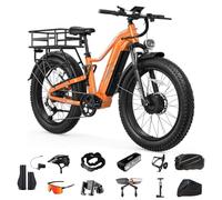 FREESKY Dual Motor Ebike for Adults : Eurostar Turbo 210NM Electric Bike, 48V 25Ah Battery 105-Mile Off-Road E Bike,26" Fat Tire Full-Suspension All-Terrain Mountain E Bicycle - Expedition & Commuter