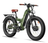 FREESKY Dual Motor Electric Bike for Adults, 48V 30Ah Battery 190KM Long Range AWD Mountain E-Bike, 26" Fat Tire Full Suspension Off-road Electric Bicycle with Dual Hydraulic Disc Brake Warrior Pro