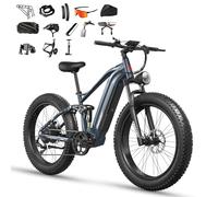 FREESKY Eurostar Electric Bike for Adults 48V 25Ah 95 Miles Long Range E-bike, Full Suspension & Dual Hydraulic Brakes Electric Mountain Bike,26" Fat Tire E-bike,UL2849 Certified by TÜV