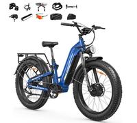 FREESKY Ranger Air Dual Motor Electric Bike for Adults All-Terrain Ebike - 48V 25Ah Removable Battery, 26" Fat Tire Mountain E Bike with Hydraulic Brake Blue Color with Super Accessories Bundle