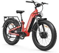 FREESKY Ranger Air Dual Motor Electric Bike for Adults All-Terrain Ebike - 48V 25Ah Removable Battery, 26" Fat Tire Mountain E Bike with Hydraulic Brake Red Color