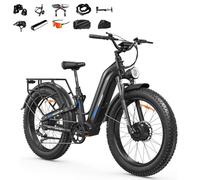 FREESKY Ranger Air Dual Motor Electric Bike for Adults All-Terrain Ebike - 48V 25Ah Removable Battery, 26" Fat Tire Mountain E Bike with Hydraulic Brake Black Color with Super Accessories Bundle