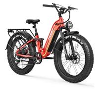 FREESKY Wildcat Electric Bike 170KM Long Range e Bike 48V 25A Battery Pedal Assist Ebike 26" Fat Tyre Full Suspension Electric Dirt Bike for Adult Menwith Throttle, Powerful Motor for Commute Mountain