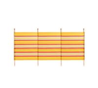 FREESPIRIT 4 Pole Wooden Windbreak with 3 Colourful Striped Panels, Portable, Lightweight & Durable Wind Breaker, Privacy Screen, Ideal for Camping, Festivals, Caravanning, Beach, Picnics, Yellow