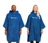 FREESPIRIT Adult Hooded Aquarobe, Lightweight Insulating Changing Robe Towel for Beach, Swimming, Water Sports (Blue, L-XL)