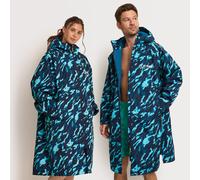 FREESPIRIT Aquarobe Pro with Hood, Deep-Pile Fleece Lining & 2 Zipped Pockets, Waterproof, Breathable, Long-length & Oversized Drying Robe (UK, Alpha, S, M, Regular, Regular, Camo Blue)
