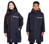 FREESPIRIT Kids' Aquarobe Pro with Hood, Deep-Pile Fleece Lining & 2 Zipped Pockets, Waterproof, Long-length & Oversized Drying Robe (UK, Age, 6 Years, 7 Years, Regular, Navy)