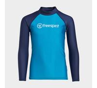 FREESPIRIT Kids' Long Sleeve Rash Vest, UPF 40+ Sun Protection, Quick-Drying Stretch Fabric, Slim Fit for Watersports and Beach, Flatlock Seams (Blue, 5-6 Years)
