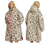 FREESPIRIT Unisex Aquarobe Pro Waterproof Jacket with Hood, Fleece Lining & 2 Zipped Pockets (UK, Alpha, S, M, Regular, Regular, Leopard/Cream)
