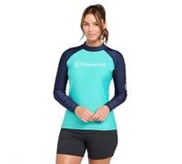 FREESPIRIT Women's Long Sleeve Rash Vest, UPF 40+ Sun Protection, Quick-Drying Stretch Fabric, Slim Fit, for Watersports, Surfing, SUP (Green, 12)