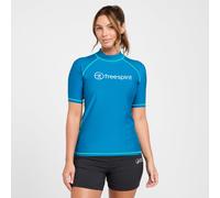 FREESPIRIT Women’s Short Sleeve Rash Vest with 40+ UPF Sun Protection, Technical Short-Sleeve Rashie for Women, Women's Swimwear (UK, Numeric, 14, Regular, Regular, Blue)