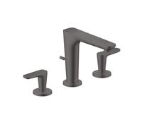 Freestanding 2 Handle Basin Tap Axor Citterio C 3-hole, with pull-out waste fitting, Cubic cut, 125 Brushed Black Chrome 49061340