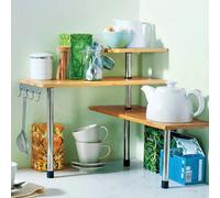 Freestanding 3 Tier Corner Kitchen Shelf Unit With Hooks No Drilling Required