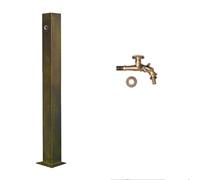 Freestanding 304 Stainless Steel Garden Water Column with Faucet, Cylindrical Floor Mount Tap for Courtyard & Park, Vertical Water Feature for Outdoor Use