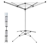 Freestanding 4 Arm Portable Rotary Airer Washing Line - 16m fully Foldable Laundry Line with 4 Legs, Lightweight Aluminium Rotary Dryer for Garden, Camping, Caravan & Outdoor Use