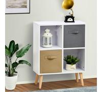 HOMCOM Freestanding 4 Cube Storage Cabinet Unit w/2 Drawers Bookcase Display She