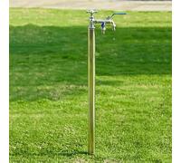 Freestanding 47" Garden Water Column with Faucet, Anti-Freeze 304 Stainless Steel Outdoor Water Tap, Durable Floor-Mounted Hose Connector for Easy Access