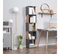 HOMCOM 5-Tier Bookshelf Freestanding Bookcase Storage Shelves - Dark Grey