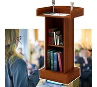 Freestanding Acrylic Metal Podium Stand Lectern for Classrooms Lectern Brown with Storage Multifunctional Pulpit Podium for Churches/Conferences