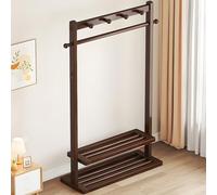 Freestanding Bamboo Clothes Rack - Natural Wooden Coat Hanger for Bedroom & Living Room - Space-Saving Garment Storage Solution - Stylish & Durable Design