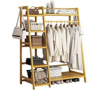 Freestanding Bamboo Clothes Rail Rack, Trapezoid Design Clothing Hanr with Hanging Rod, Open Wardrobe nizer for Bedroom & Hallway, Slish Garment Sto Solut