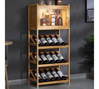 Freestanding Bamboo Wine Rack 2/3-Tier Wine Organizer Clear Vertical Storage for Home Bar Kitchen & Dining 4-Layer Bottle Holder Rustic Wood Color