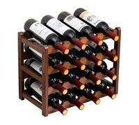 Freestanding Bamboo Wine Rack - 4-Tier Retro Minimalist Storage Holder for Kitchen Bar Cellar Countertop & Pantry - Stylish Home Decor Display Shelf