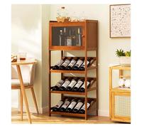 Freestanding Bamboo Wine Rack, High Capacity Beverage Storage Sideboard, Stylish Home Kitchen for Drinks and Accessories
