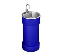 Freestanding Basin Round Base Bathroom Sink, Creative Colorful Commercial Pedestal Basin with Stainless Steel, Metal Painted freestanding Vanity(Blue)