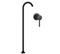 Freestanding Bath Mixer Tap Gooseneck Floor Standing Bathroom Taps Single Lever Wall Mounted G1/2'',Black