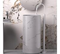 Freestanding Bath Tap 360° Rotation Single Lever Bathroom Bathtub Tap Gooseneck,White