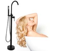 Freestanding Bath Tap Black Faucet Bath Tap Mixer Tap Hand Shower Bathroom Shower Bathroom Faucet Stand Fitting Set