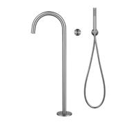 Freestanding Bath Tap Brushed Concealed Gooseneck Floor Mounted Bathroom Taps Single Lever